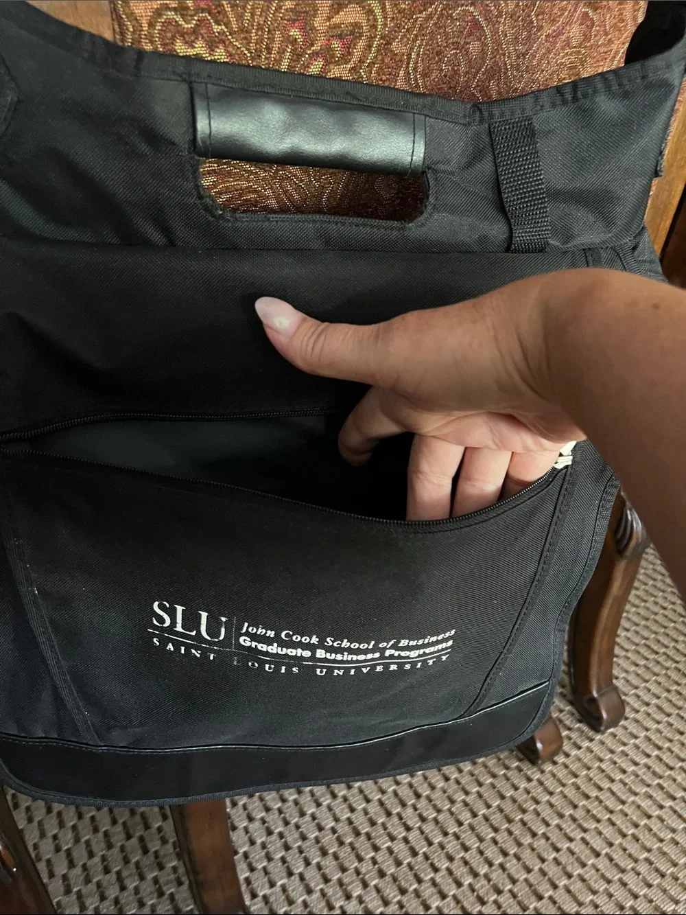 Saint Louis University Black Canvas Crossbody Messenger Bag